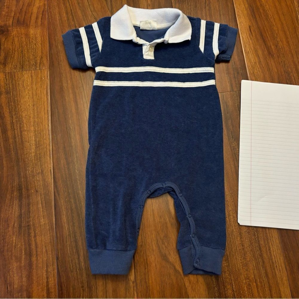 Prince navy short sleeve terrycloth jumpsuit